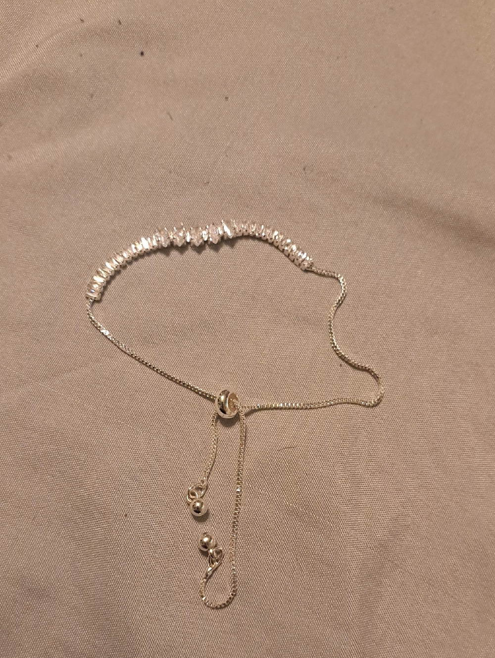 Delicate Silver Slider Bracelet with Clear Crystal Accents